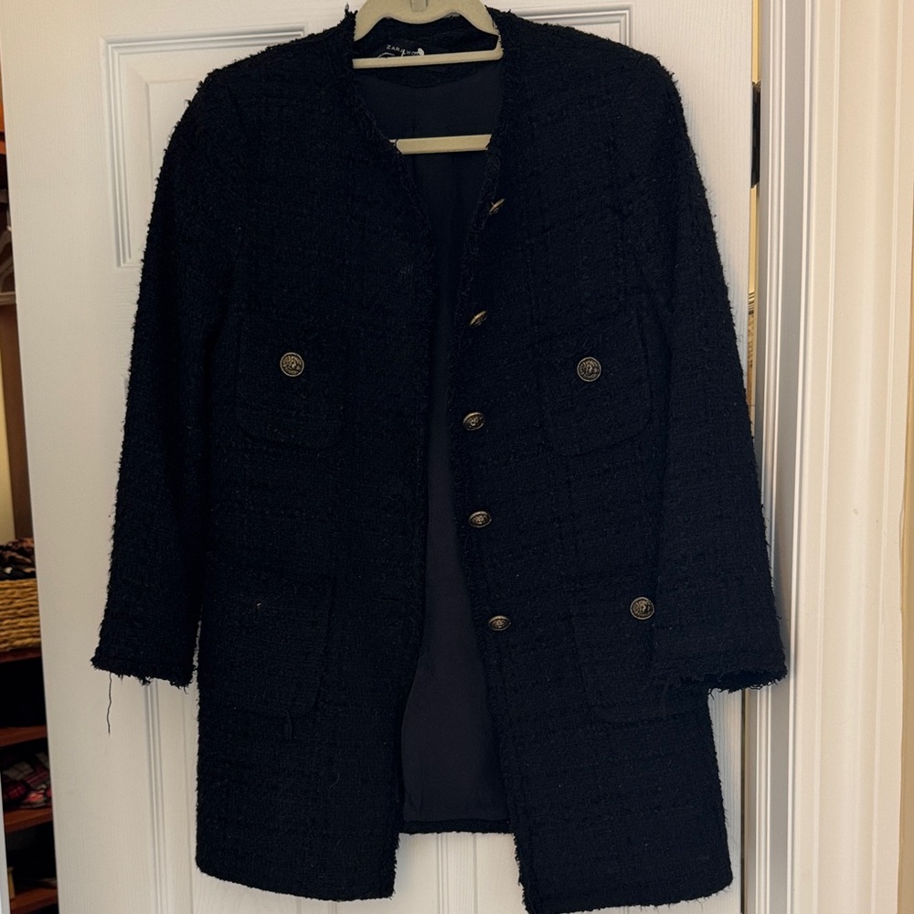 Zara Black Textured Coat